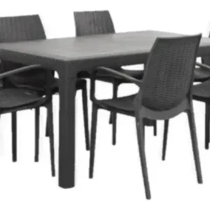 Juego 6 Más que Sillas Melodi + Mesa Alta 150x90 Alejo Estructura Negro